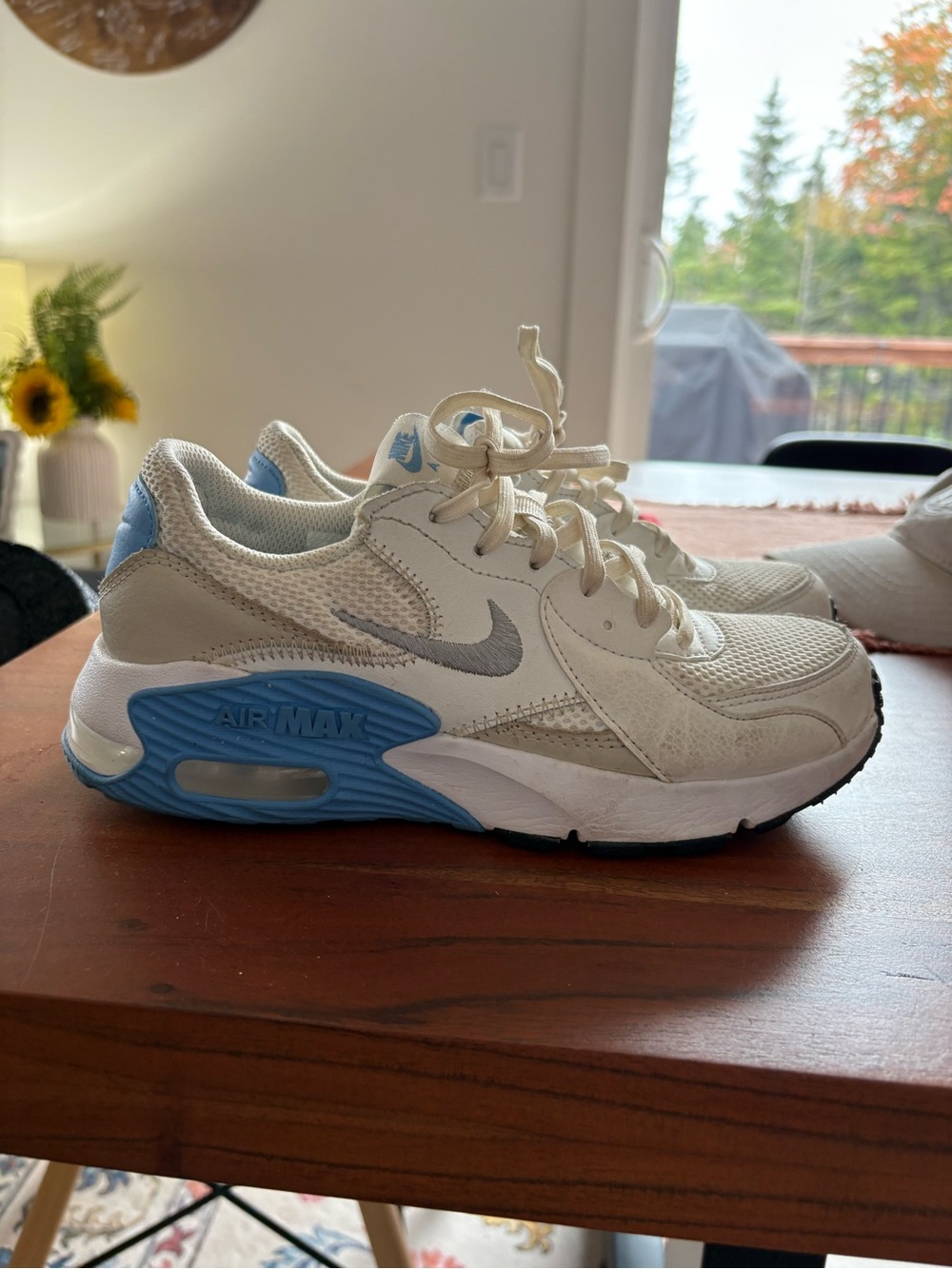 Nike Kids Air Max Sneaker in White and Light Blue